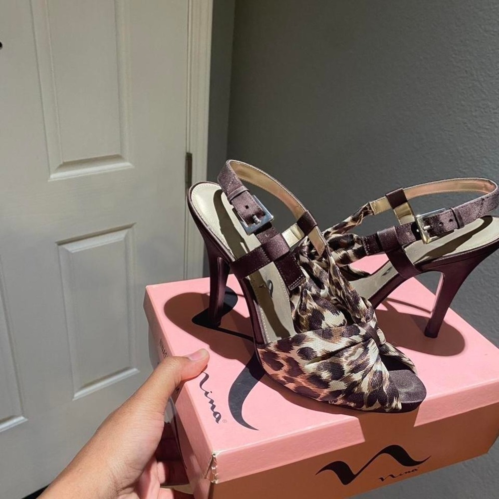 Nina brown leopard print heels Size US 9 - Picture 3 of 6